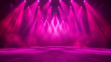 Duman ve kırmızı ışıklarla sahne, 3 boyutlu illüstrasyon