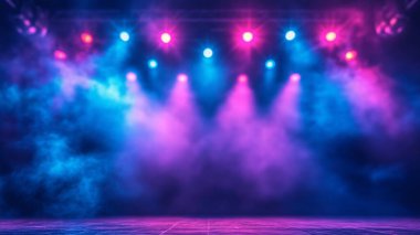 Sahnede sahne ışıkları ve sahne ışıkları konser ya da konser için sahne, sahne....