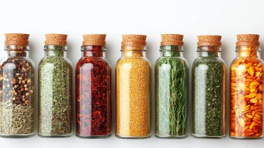 Beyaz arka plan üzerinde farklı baharatlar ayarla