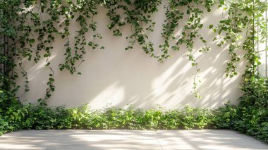 boş duvar ve yeşil sarmaşık