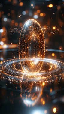 Küre ve parlayan çizgilerle soyut arkaplan