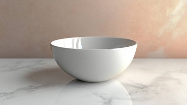 3 boyutlu boş mermer kase mermer masa arkaplanlı..