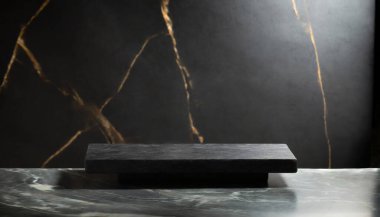 empty black table for product display or product on dark background with space for your product or presentation.