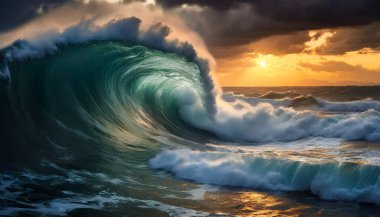 Denizde dalgalar kopuyor