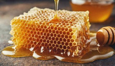 Ballı bal peteği ve bal peteği.