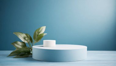 mavi arka planda modern beyaz seramik kase