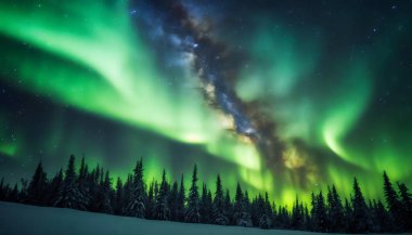 Güzel kuzey ışıkları Gece gökyüzünde