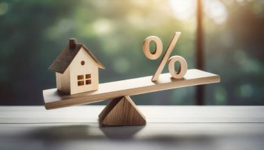 Arkaplanda ahşap tabela olan ev modeli..