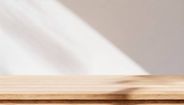 Boş ahşap masa görüntü montajı için.