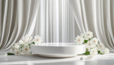 Vazo ve çiçeklerle dolu boş bir masa.