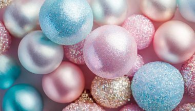 Pembe ve mavi topları olan renkli bir arka plan.