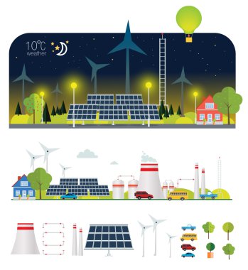 gece düz infografik eko bitki