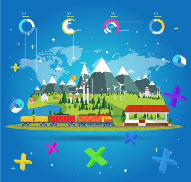 tablet üzerinde tren istasyonu ve tasarım elemanları 