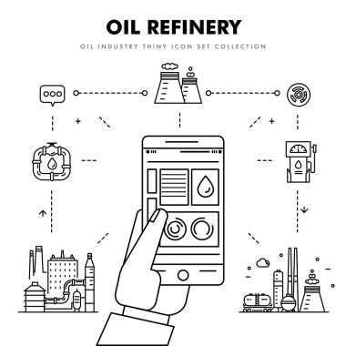 Modern petrol industry thin block line flat icons