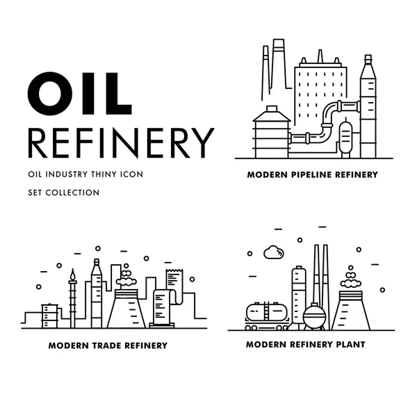 Modern petrol industry thin block line flat icons — Stock vektor