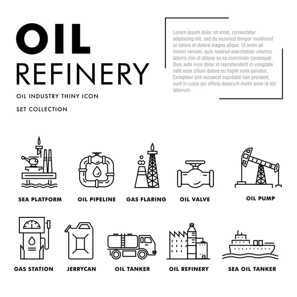 Modern petrol industry thin block line flat icons — 图库矢量图片