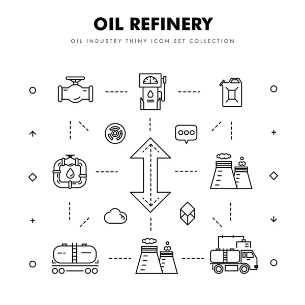 Modern petrol industry thin block line flat icons — ストックベクタ