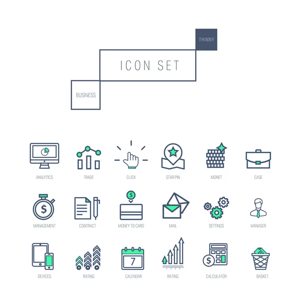 Business icons set in realistic thin linear style — 图库矢量图片