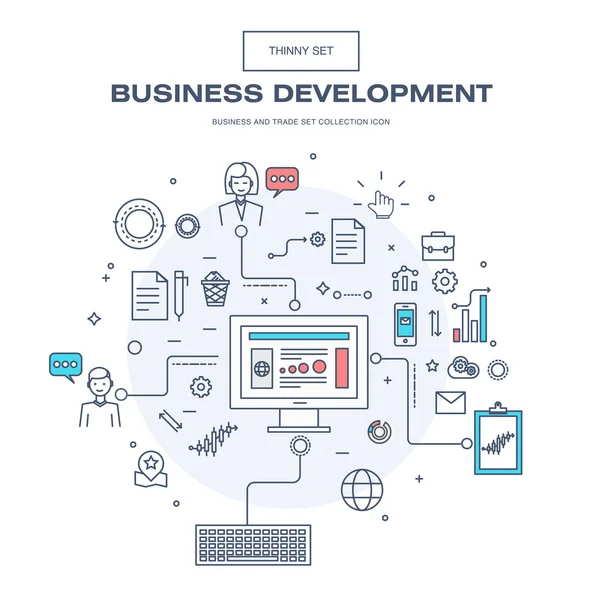 Modern thin line business icons set of application development — Stockvector