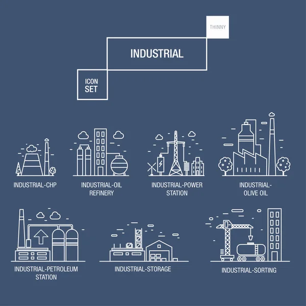 Grote industriële pictogrammenset met design elementen gas, olive, schoon — Stockvector
