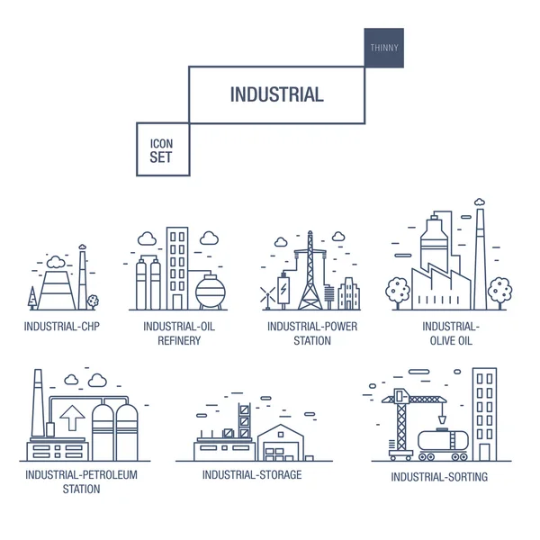 Gran conjunto de iconos industriales con elementos de diseño de gas, oliva, limpio — Archivo Imágenes Vectoriales