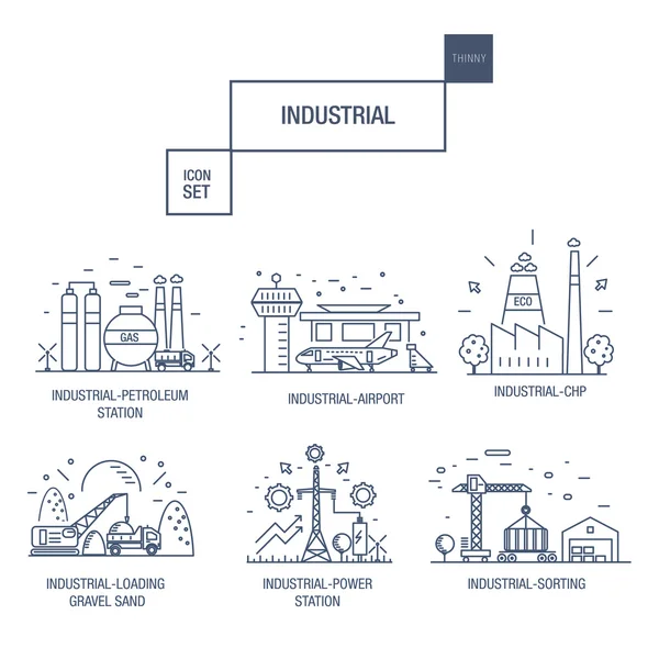 Grote industriële pictogrammenset met design elementen gas, olive, schoon — Stockvector