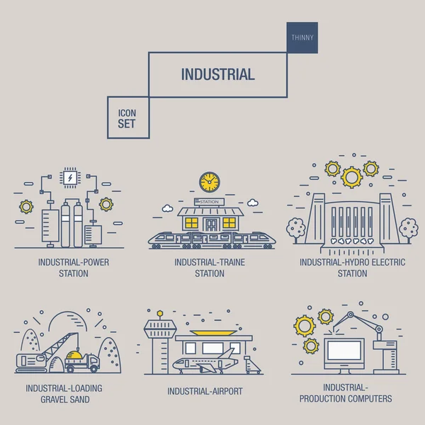 Grote industriële pictogrammenset met design elementen gas, olive, schoon — Stockvector