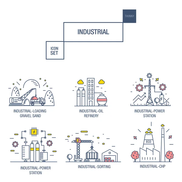 Grand ensemble icône industrielle avec des éléments de conception gaz, olive, propre — Image vectorielle