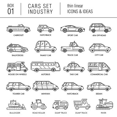 Thin line car industry in modern style clipart