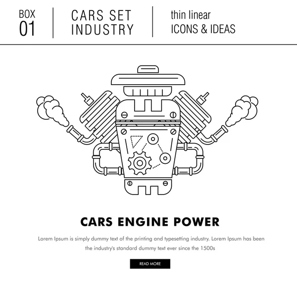 Línea delgada de la industria del automóvil en estilo moderno — Vector de stock