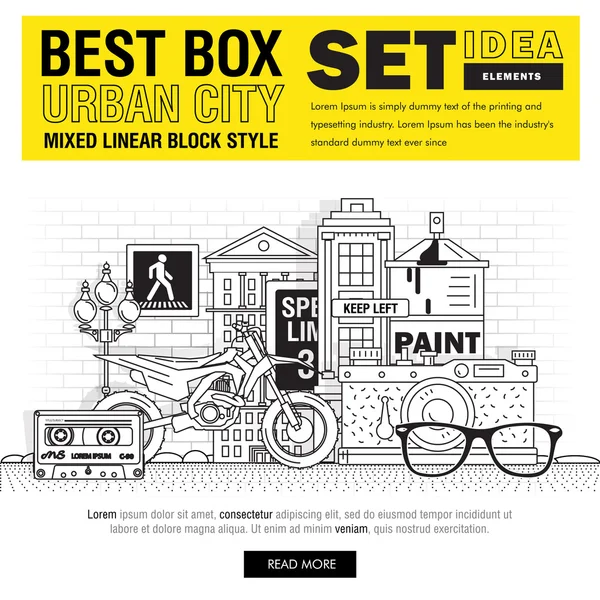 Moderne Best Box urbane Stadtelemente setzen Ideen — Stockvektor