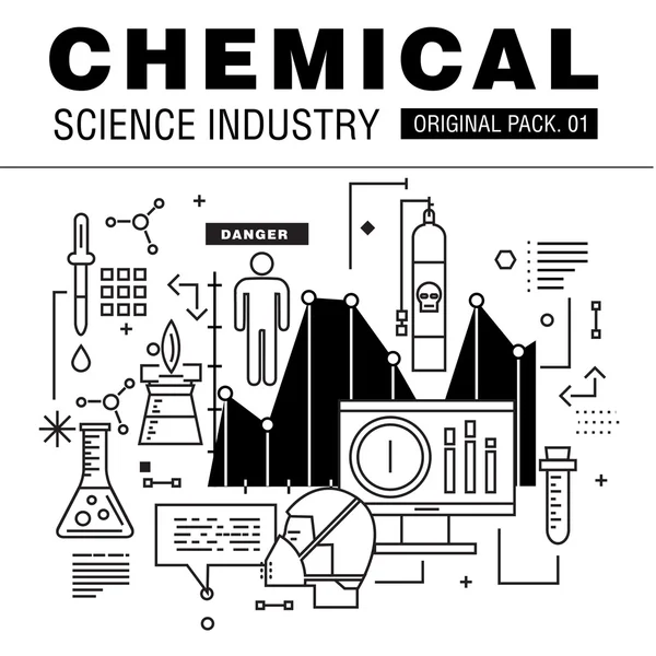 Moderne chemische Industrie. Thin-Line-Symbole setzen biologische Technologie. Laborset-Sammlung mit globalen Branchenelementen. hochwertige Vektor-Symbol. Strichpiktogramm für Webdesign. — Stockvektor