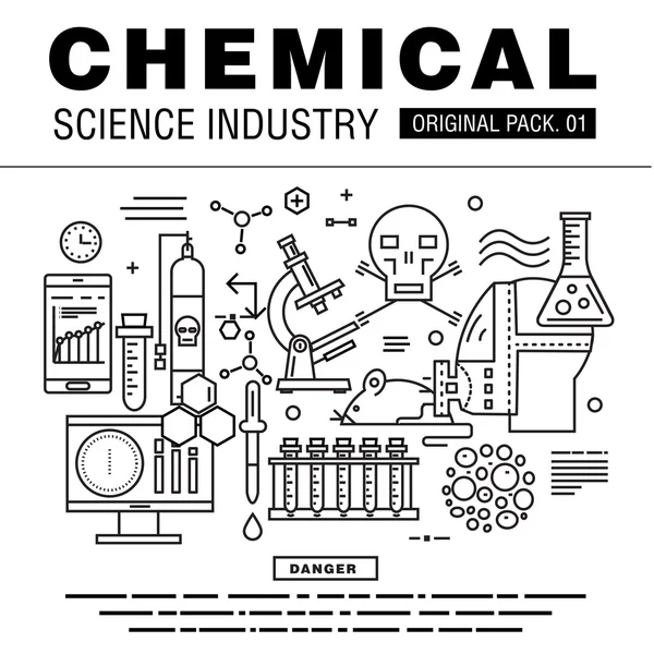 Moderne chemische Industrie. Thin-Line-Symbole setzen biologische Technologie. Laborset-Sammlung mit globalen Branchenelementen. hochwertige Vektor-Symbol. Strichpiktogramm für Webdesign. — Stockvektor