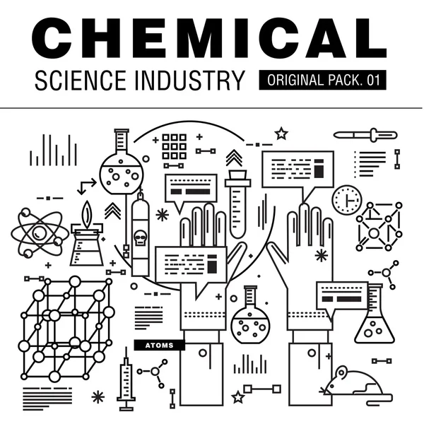 Moderne chemische Industrie. Thin-Line-Symbole setzen biologische Technologie. Laborset-Sammlung mit globalen Branchenelementen. hochwertige Vektor-Symbol. Strichpiktogramm für Webdesign. — Stockvektor