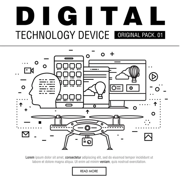 Pacote de tecnologia digital moderna . — Vetor de Stock