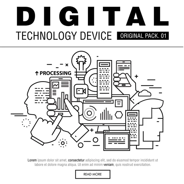 Modern dijital teknoloji paketi. — Stok Vektör