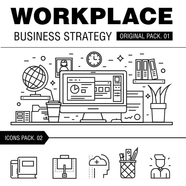 Moderna strategia aziendale sul posto di lavoro . — Vettoriale Stock