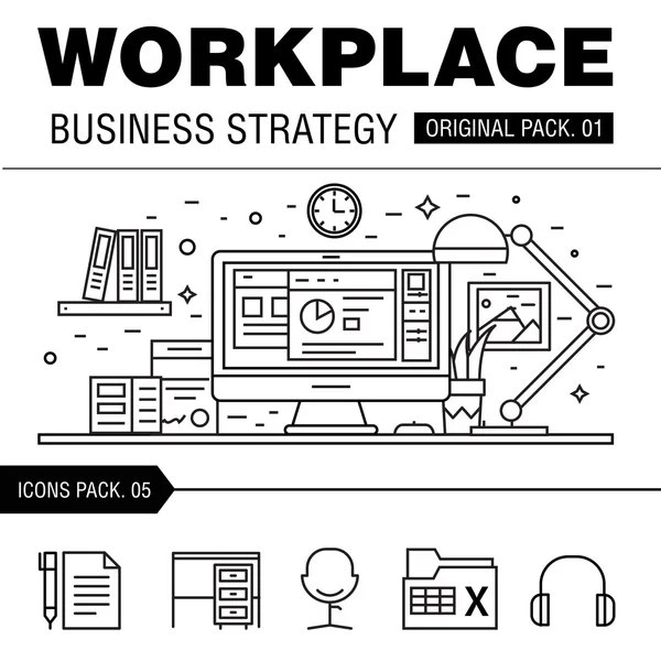 Estratégia empresarial moderna do local de trabalho . — Vetor de Stock