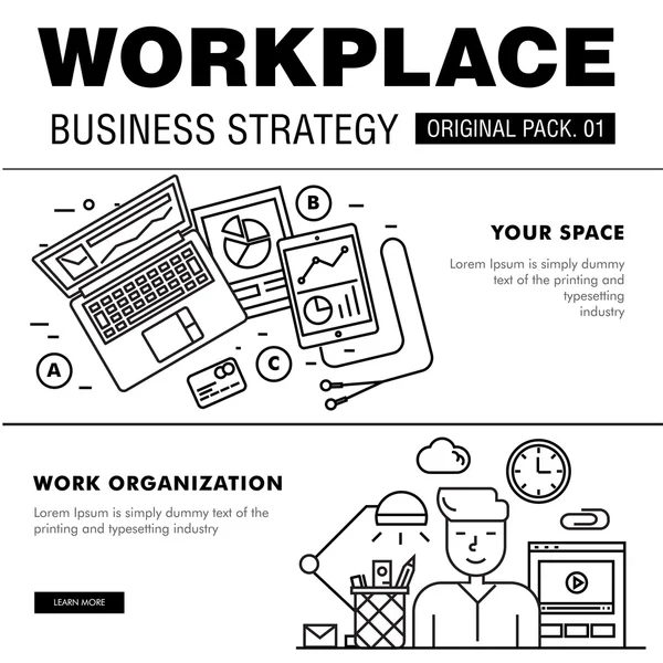 Modern workplace business strategy. — Stock Vector