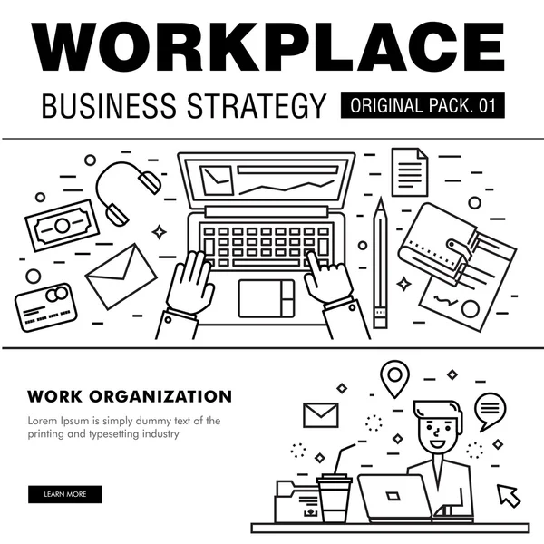 Modern workplace business strategy. — Stock Vector