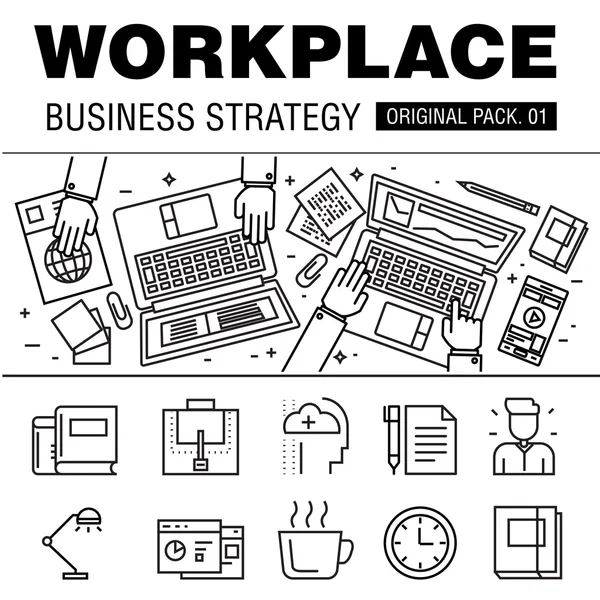 Affärsstrategi för modern arbetsplats. — Stock vektor