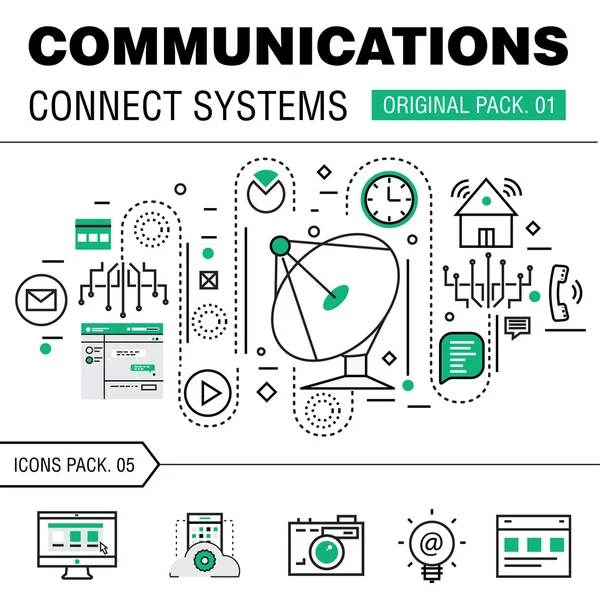 Communication connect social technology pack — Stock Vector