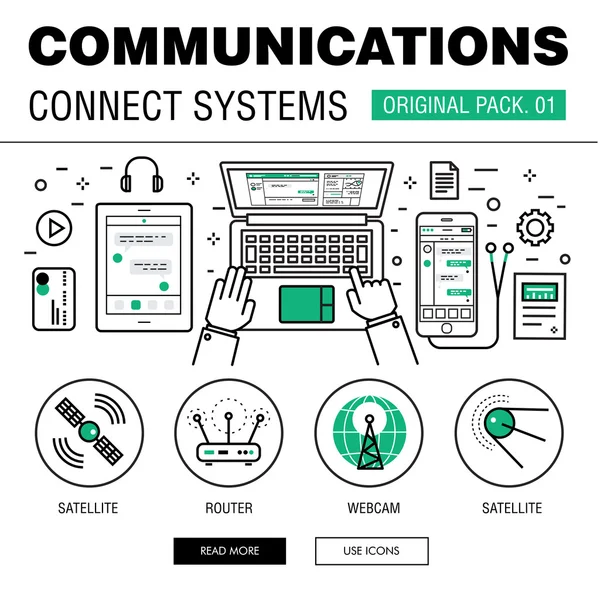 Communication connect social technology pack. — Stock Vector