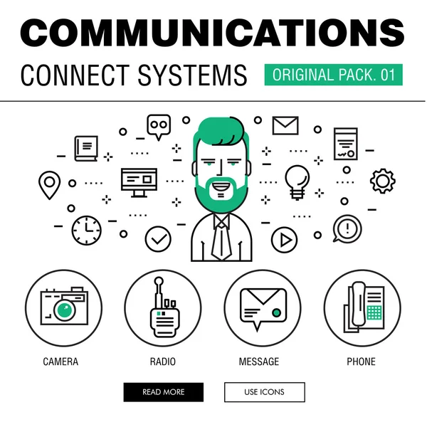 Communication connect social technology pack. — Stock Vector