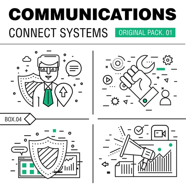 Comunicação conectar pacote de tecnologia social . —  Vetores de Stock