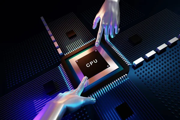 Raak Toekomst Aan Microprocessor Analiseert Innovatieve Cpu Systemen Intuïtieve Denk — Stockfoto