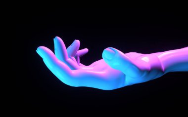 Elastik malzemeli el biorobotu. Gelecekteki tıbbi sentetik test. Bilimdeki yenilik spektrumundan akıllı teknoloji. 3d resimleme