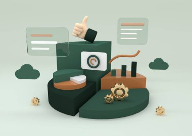 3D gibi sosyal uygulamalar, internet teknolojisi, Caroline platformu, gelecekteki iletişim sistemleri web konsepti. Akıllı aygıtla sohbet et. Akıllı telefon kripto sanat grafikleri. 3d illüstrasyon