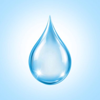 Mavi şeffaf kozmetik serumu damlası. Su Damlası.