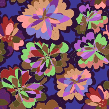 Soyut fantezi sanrısal çiçek vektörü, kusursuz desenli duvar kağıdı arka planı